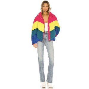 Blank NYC Temptations Reversible Puffer Jacket Pink Yellow Blue Women’s Medium